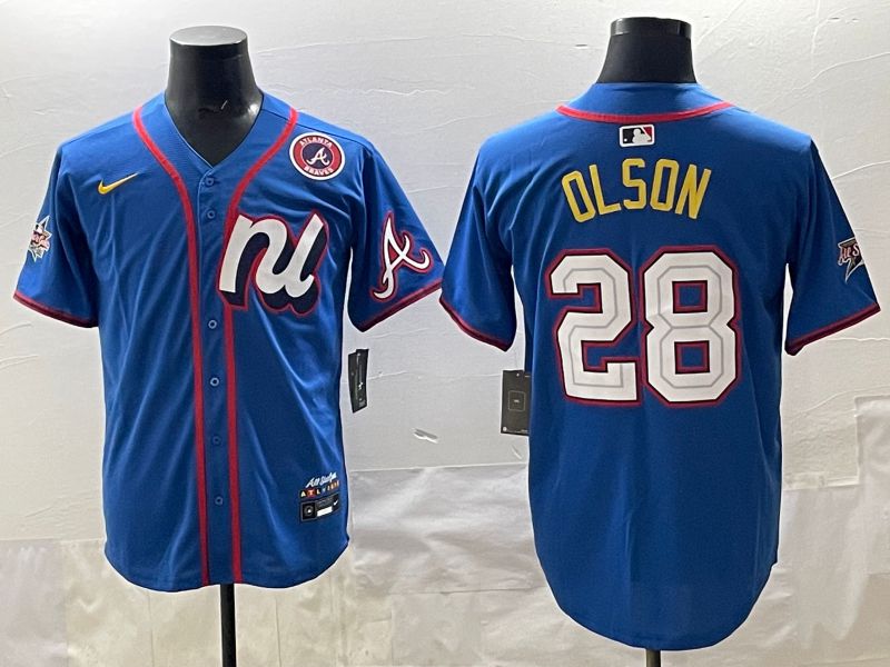 Men 2025 Atlanta Braves 28 Olson Blue All star Nike MLB Jersey style 09